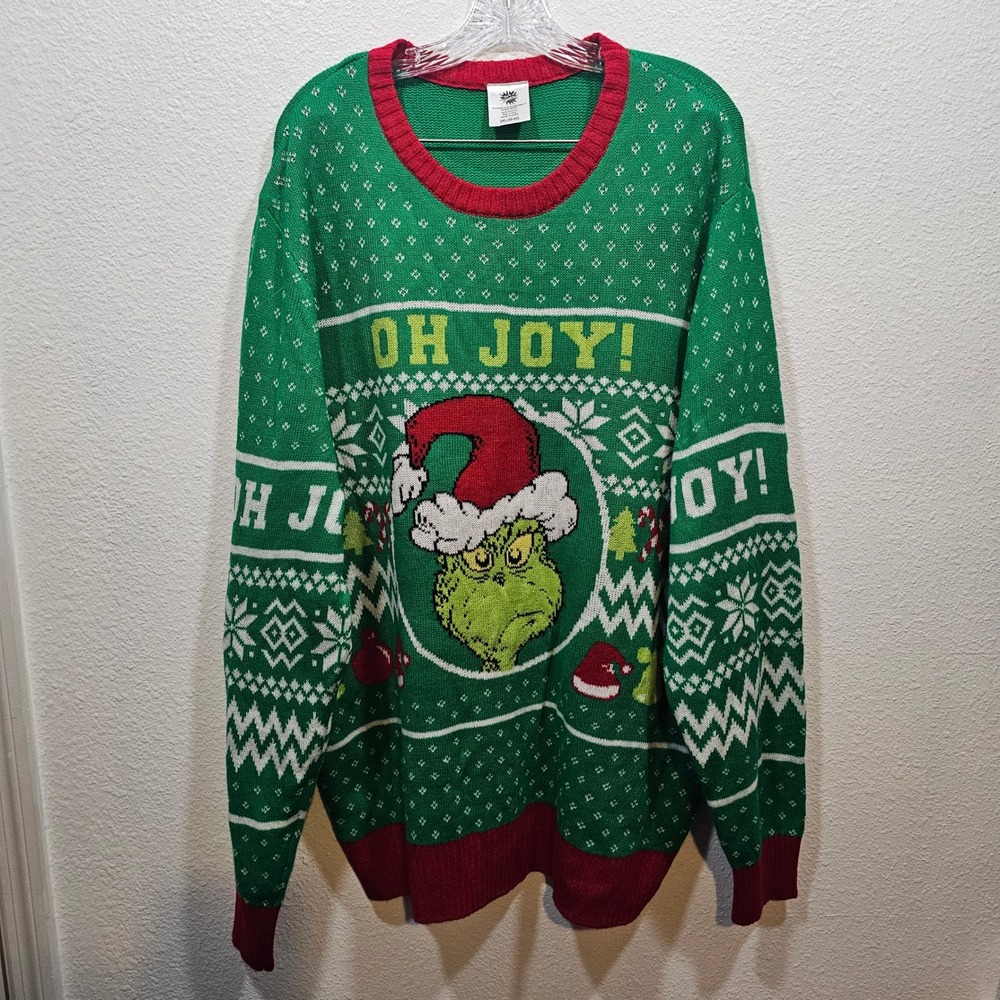 The Grinch Dr Seuss Oh Joy Green Ugly Christmas Sweater Mens 2XL RN117508